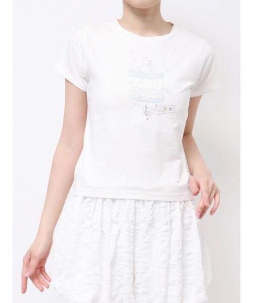 merry jenny(メリージェニー)の「あの日のメリーゴーランドtee(Tシャツ/カットソー・レディース・ミント/アイボリー/オフホワイト・FREE)」の5枚目の写真