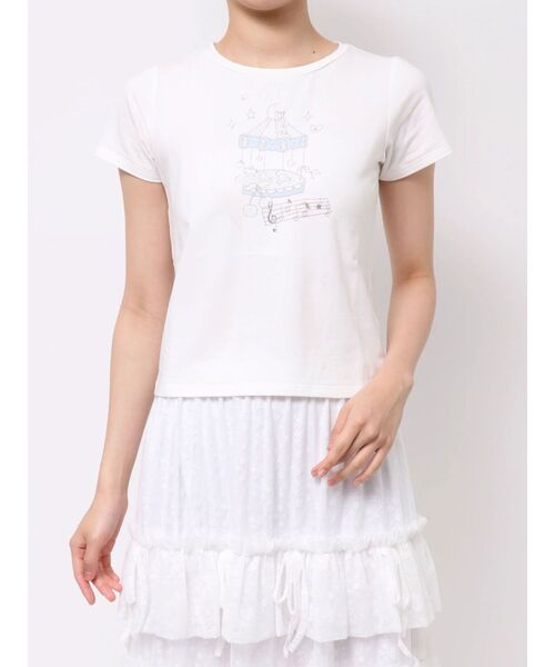 merry jenny(メリージェニー)の「あの日のメリーゴーランドtee(Tシャツ/カットソー・レディース・ミント/アイボリー/オフホワイト・FREE)」の2枚目の写真