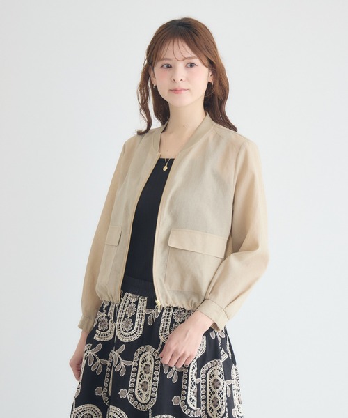 KATHARINE ROSS（キャサリンロス）の「【KATHARINE ROSS】麻調シアーブルゾン（ブルゾン・レディース・ネイビー/ベージュ・FREE）」の14枚目の写真