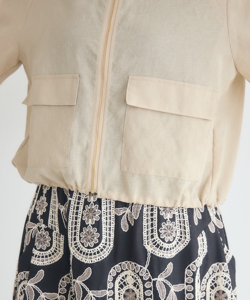 KATHARINE ROSS（キャサリンロス）の「【KATHARINE ROSS】麻調シアーブルゾン（ブルゾン・レディース・ネイビー/ベージュ・FREE）」の3枚目の写真