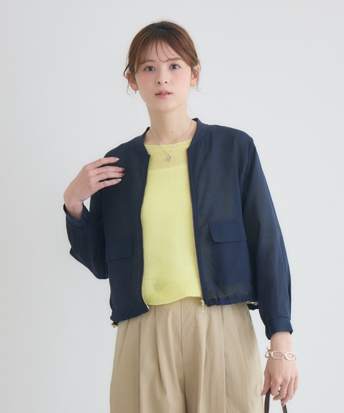 KATHARINE ROSS（キャサリンロス）の「【KATHARINE ROSS】麻調シアーブルゾン（ブルゾン・レディース・ネイビー/ベージュ・FREE）」の7枚目の写真