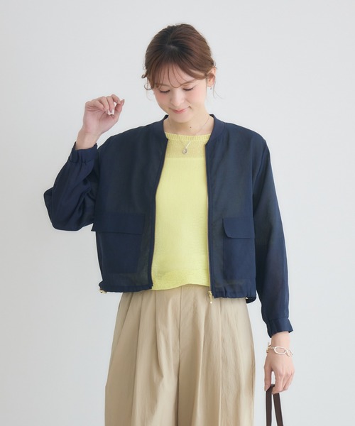 KATHARINE ROSS（キャサリンロス）の「【KATHARINE ROSS】麻調シアーブルゾン（ブルゾン・レディース・ネイビー/ベージュ・FREE）」の8枚目の写真