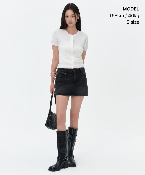 MUSINSA STANDARD WOMAN（ムシンサスタンダードウーマン）の「ウィメンズエッセンシャルラウンドネック半袖カーディガン[アイボリー]（ニット/セーター・レディース・その他・X-SMALL/SMALL/MEDIUM/LARGE）」の2枚目の写真