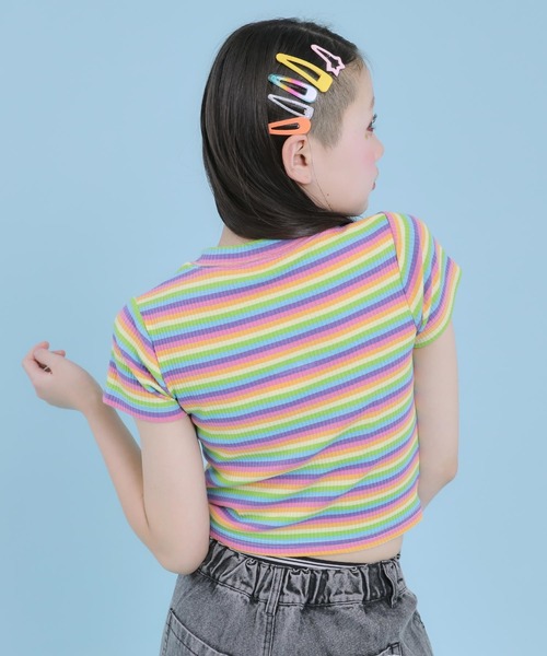 ANAP GｉRL（アナップガール）の「メタルシルバープリント リブ Tシャツ トップス（Tシャツ/カットソー・キッズ・ブラック/ホワイト×ブラック/マルチ/ホワイト・XS/M/S）」の19枚目の写真