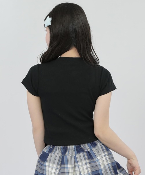 ANAP GｉRL（アナップガール）の「メタルシルバープリント リブ Tシャツ トップス（Tシャツ/カットソー・キッズ・ブラック/ホワイト×ブラック/マルチ/ホワイト・XS/M/S）」の15枚目の写真