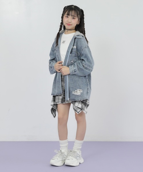 ANAP GｉRL（アナップガール）の「メタルシルバープリント リブ Tシャツ トップス（Tシャツ/カットソー・キッズ・ブラック/ホワイト×ブラック/マルチ/ホワイト・XS/M/S）」の6枚目の写真