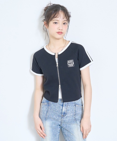 LTXC/抗菌防臭】タンクつきラインジップ半袖（Tシャツ/カットソー