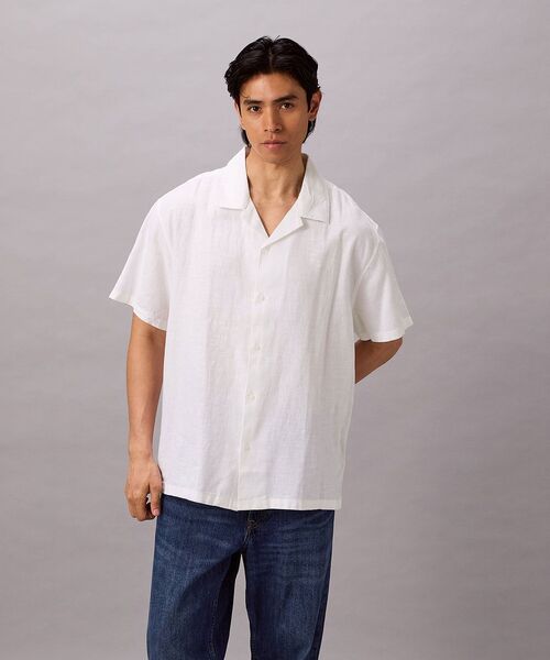 Calvin Klein(カルバン・クライン)の「ソリッドショートスリーブシャツ(シャツ/ブラウス・メンズ・ダークブルー/ホワイト・XL/S/M/L)」の2枚目の写真