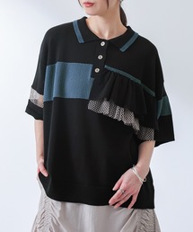 kOhAKU（コハク）の「『配色フリルポロニット』（ポロシャツ）」