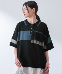 kOhAKU（コハク）の「『配色フリルポロニット』（ポロシャツ）」