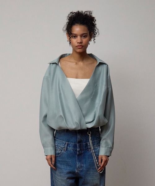 VERSEAU(ヴェルソー)の「エアリーオーガンジィ・バルーンカシュクールシャツ(シャツ/ブラウス・レディース・ライトグレー/チャコールグレー/オフホワイト・FREE)」の8枚目の写真
