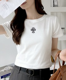 クロスモチーフ 半袖 クロップド Tシャツ