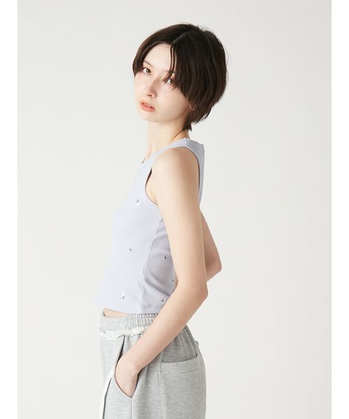 FURFUR（ファーファー）の「フラワー刺繍タンクトップ（タンクトップ・レディース・ブラック/サックスブルー/ホワイト/ピンク・F）」の11枚目の写真