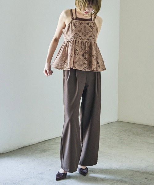 Fashion Letter(ファッションレター)の「セットアップ可能 クロシェ風レースビスチェ(キャミソール・レディース・ブラック/アイボリー/ベージュ/ホワイト・M)」の7枚目の写真