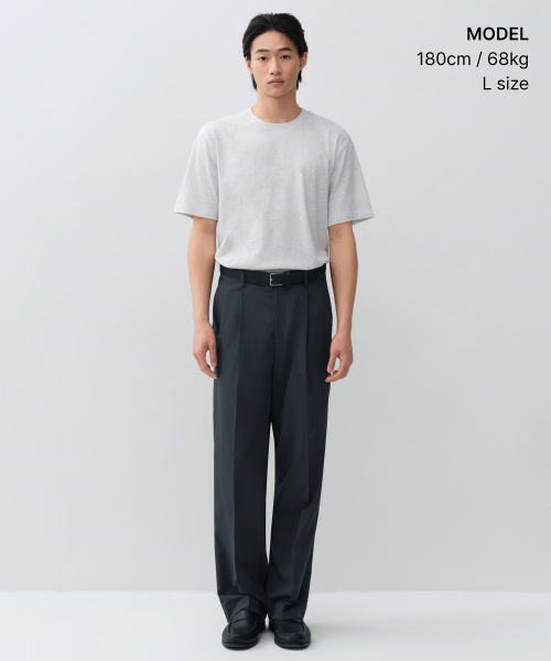 MUSINSA STANDARD（ムシンサスタンダード）の「[クールタンダード] レギュラー クルーネック Tシャツ [メランジライトグレー]（Tシャツ/カットソー・メンズ・その他・SMALL/MEDIUM/LARGE/X-LARGE/2XL）」の2枚目の写真
