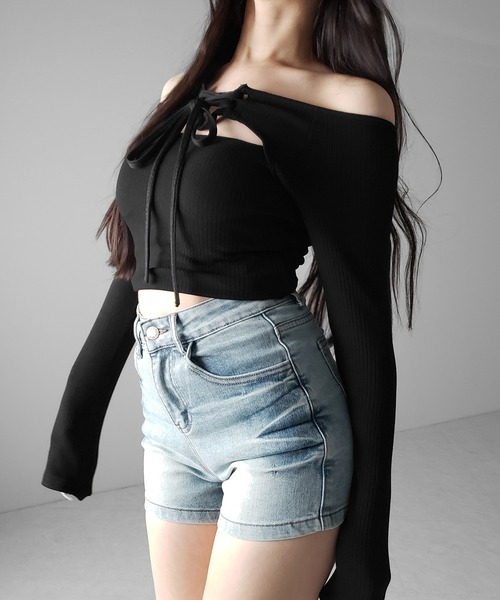 me+em select(ミームセレクト)の「【 2color /3size 】ハイウエストタイトデニムショートパンツ / high waist tight short pants(デニムパンツ・レディース・ブルー/ブラック・SMALL/MEDIUM/LARGE)」の21枚目の写真