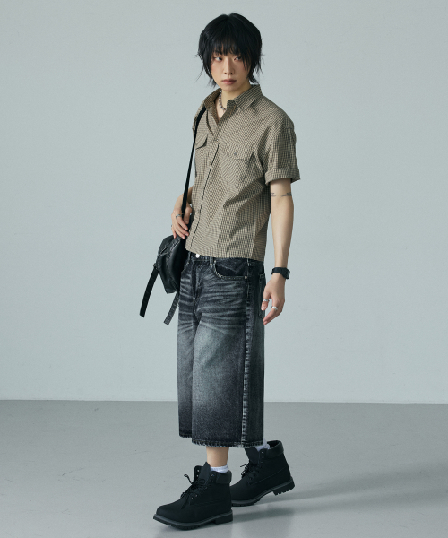 LXT（エルエックスティー）の「キャットブラシウォッシングデニムワイドバermudaパンツ[ブラック]（その他パンツ・メンズ・その他・X-LARGE/LARGE/MEDIUM/SMALL）」の8枚目の写真