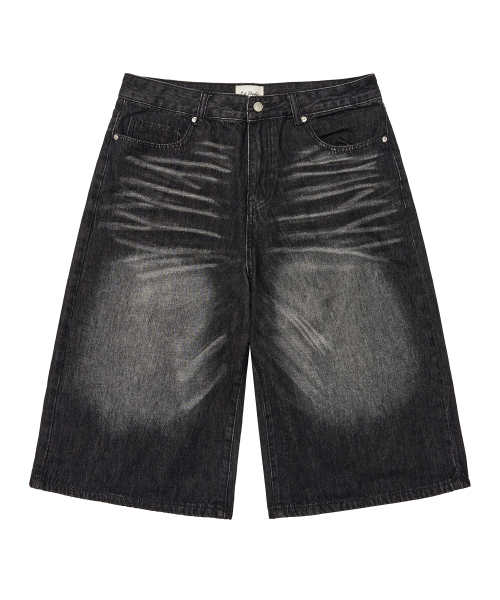 LXT（エルエックスティー）の「キャットブラシウォッシングデニムワイドバermudaパンツ[ブラック]（その他パンツ・メンズ・その他・X-LARGE/LARGE/MEDIUM/SMALL）」の2枚目の写真