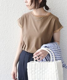 SHIPS Colors（シップス カラーズ）の「SHIPS Colors:〈接触冷感・手洗い可能〉クールタッチ シアーコンビTEE◇（Tシャツ/カットソー・レディース）」