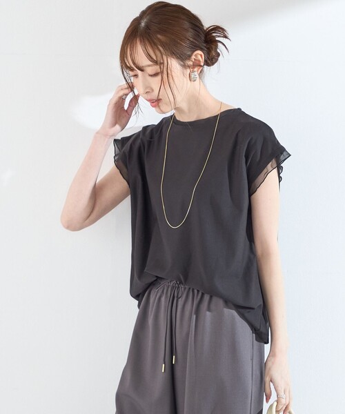 SHIPS Colors(シップス カラーズ)の「SHIPS Colors:〈接触冷感・手洗い可能〉クールタッチ シアーコンビTEE◇(Tシャツ/カットソー・レディース・ピンク/ブラウン/ブラック/オフホワイト・ONE SIZE)」の15枚目の写真