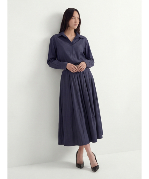 ACUD（アクド）の「Glossy Set-Up Two-Piece _Denim（ワンピース・レディース・ネイビー・FREE）」の2枚目の写真