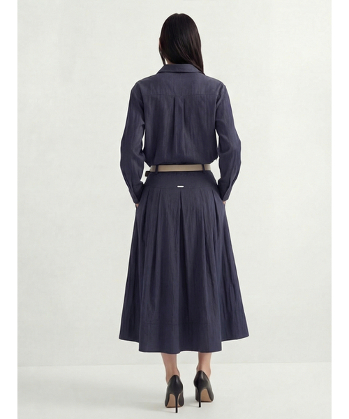 ACUD（アクド）の「Glossy Set-Up Two-Piece _Denim（ワンピース・レディース・ネイビー・FREE）」の4枚目の写真