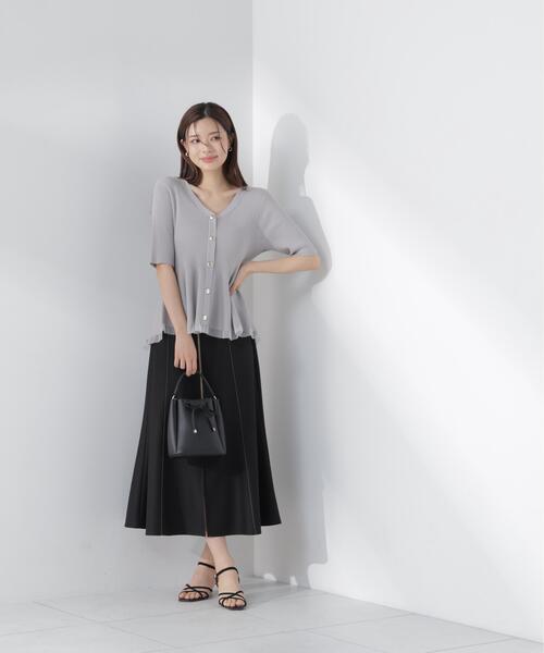 PROPORTION BODY DRESSING（プロポーションボディドレッシング）の「【ブラック/ホワイト追加生産】部分シアーペプラムニット / 1216270606（ニット/セーター・レディース・ホワイト系その他/グレー/ブラック/ピンク・SMALL/MEDIUM）」の17枚目の写真