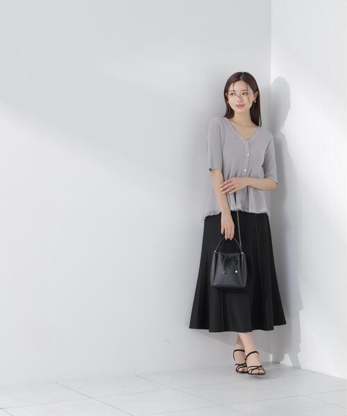 PROPORTION BODY DRESSING（プロポーションボディドレッシング）の「【ブラック/ホワイト追加生産】部分シアーペプラムニット / 1216270606（ニット/セーター・レディース・ホワイト系その他/グレー/ブラック/ピンク・SMALL/MEDIUM）」の19枚目の写真