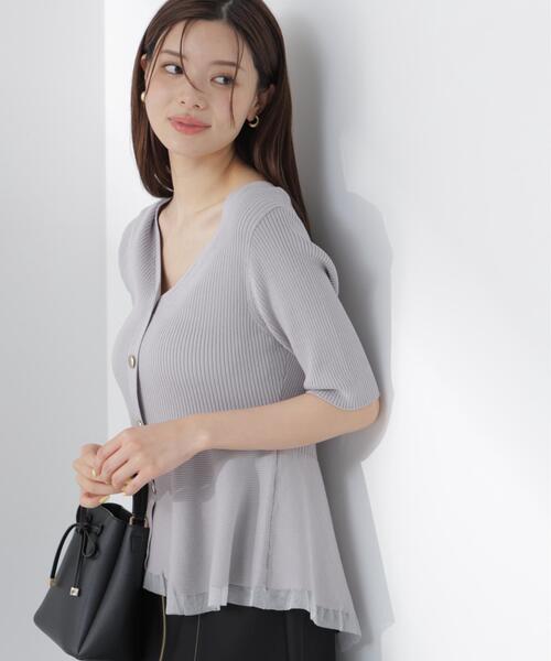 PROPORTION BODY DRESSING(プロポーションボディドレッシング)の「【ブラック/ホワイト追加生産】部分シアーペプラムニット / 1216270606(ニット/セーター・レディース・ホワイト系その他/グレー/ブラック/ピンク・SMALL/MEDIUM)」の5枚目の写真