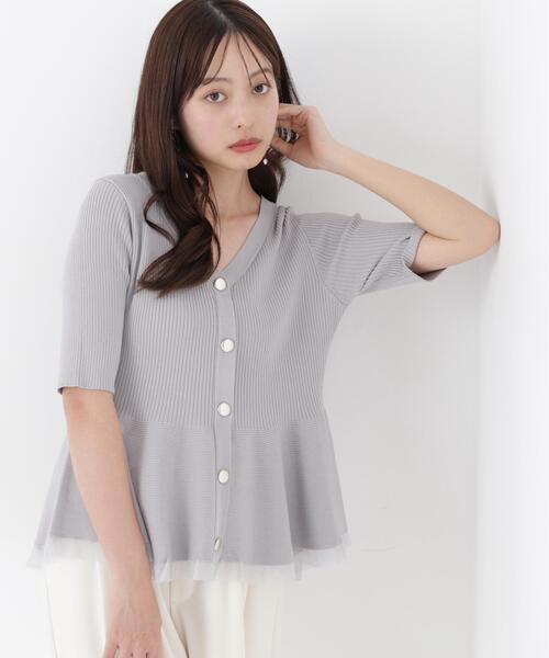 PROPORTION BODY DRESSING(プロポーションボディドレッシング)の「【ブラック/ホワイト追加生産】部分シアーペプラムニット / 1216270606(ニット/セーター・レディース・ホワイト系その他/グレー/ブラック/ピンク・SMALL/MEDIUM)」の8枚目の写真