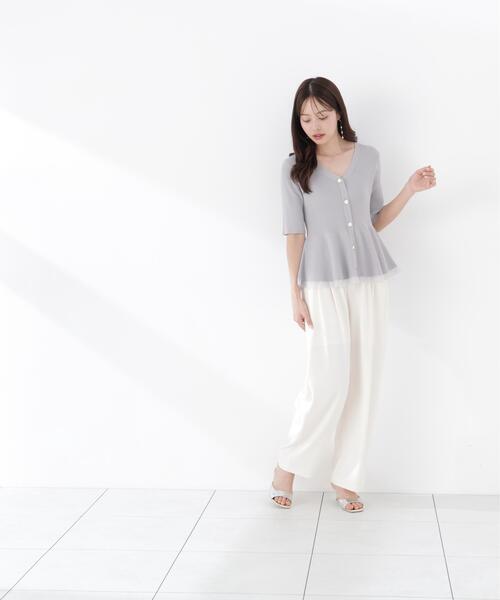 PROPORTION BODY DRESSING(プロポーションボディドレッシング)の「【ブラック/ホワイト追加生産】部分シアーペプラムニット / 1216270606(ニット/セーター・レディース・ホワイト系その他/グレー/ブラック/ピンク・SMALL/MEDIUM)」の9枚目の写真
