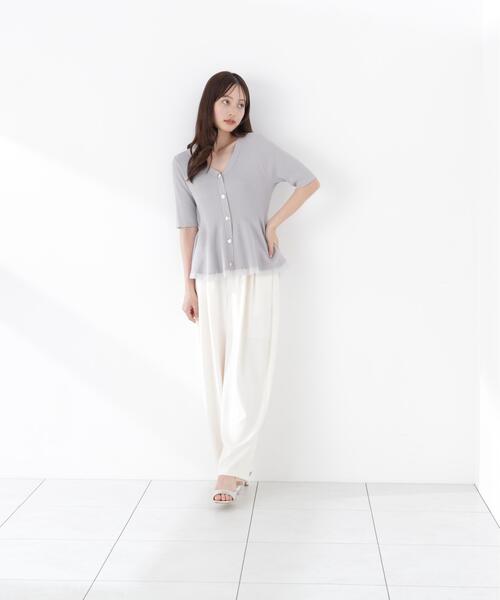 PROPORTION BODY DRESSING(プロポーションボディドレッシング)の「【ブラック/ホワイト追加生産】部分シアーペプラムニット / 1216270606(ニット/セーター・レディース・ホワイト系その他/グレー/ブラック/ピンク・SMALL/MEDIUM)」の12枚目の写真