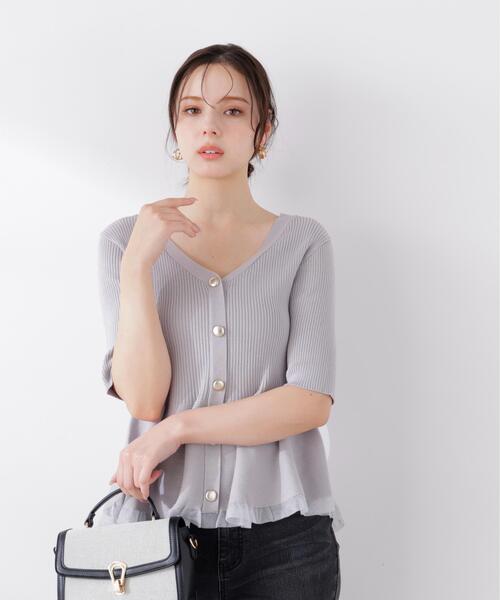 PROPORTION BODY DRESSING(プロポーションボディドレッシング)の「【ブラック/ホワイト追加生産】部分シアーペプラムニット / 1216270606(ニット/セーター・レディース・ホワイト系その他/グレー/ブラック/ピンク・SMALL/MEDIUM)」の14枚目の写真