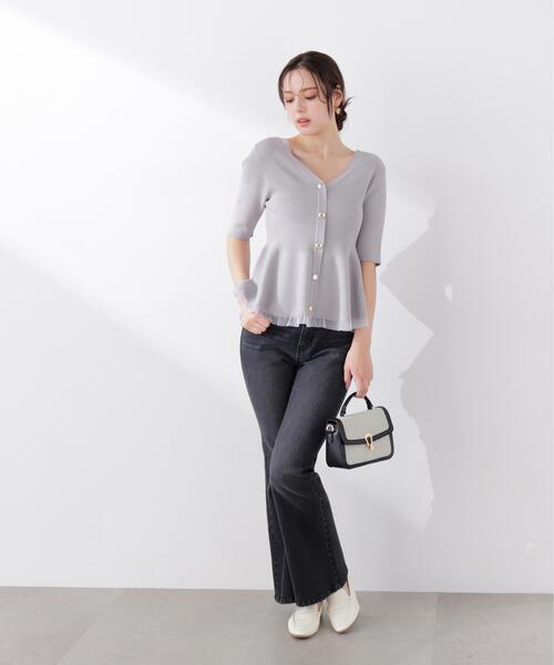 PROPORTION BODY DRESSING(プロポーションボディドレッシング)の「【ブラック/ホワイト追加生産】部分シアーペプラムニット / 1216270606(ニット/セーター・レディース・ホワイト系その他/グレー/ブラック/ピンク・SMALL/MEDIUM)」の15枚目の写真