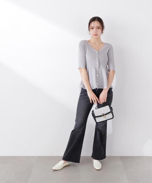 PROPORTION BODY DRESSING(プロポーションボディドレッシング)の「【ブラック/ホワイト追加生産】部分シアーペプラムニット / 1216270606(ニット/セーター・レディース・ホワイト系その他/グレー/ブラック/ピンク・SMALL/MEDIUM)」の16枚目の写真