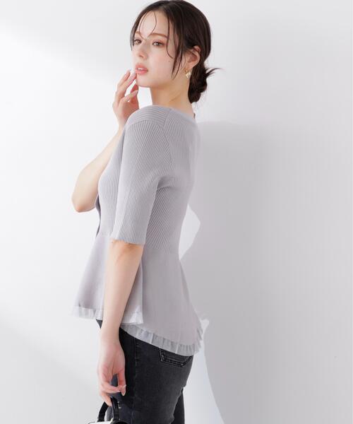 PROPORTION BODY DRESSING(プロポーションボディドレッシング)の「【ブラック/ホワイト追加生産】部分シアーペプラムニット / 1216270606(ニット/セーター・レディース・ホワイト系その他/グレー/ブラック/ピンク・SMALL/MEDIUM)」の18枚目の写真
