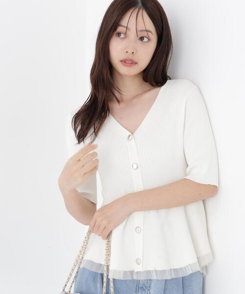 PROPORTION BODY DRESSING(プロポーションボディドレッシング)の「【追加生産決定!】部分シアーペプラムニット / 1216270606(ニット/セーター・レディース・ホワイト系その他/グレー/ブラック/ピンク・SMALL/MEDIUM)」の2枚目の写真