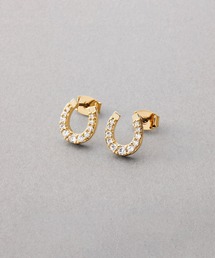 煌めくビジューのホースシューピアス/イヤリング