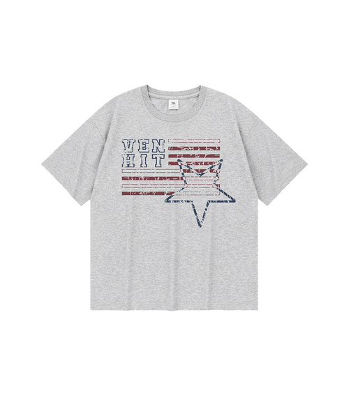 VENHIT（ベンヒット）の「グランジUSAオーバーサイズ半袖Tシャツ（Tシャツ/カットソー・メンズ・ホワイト/ライトグレー/ブルー・LARGE/X-LARGE/2XL/MEDIUM）」の2枚目の写真
