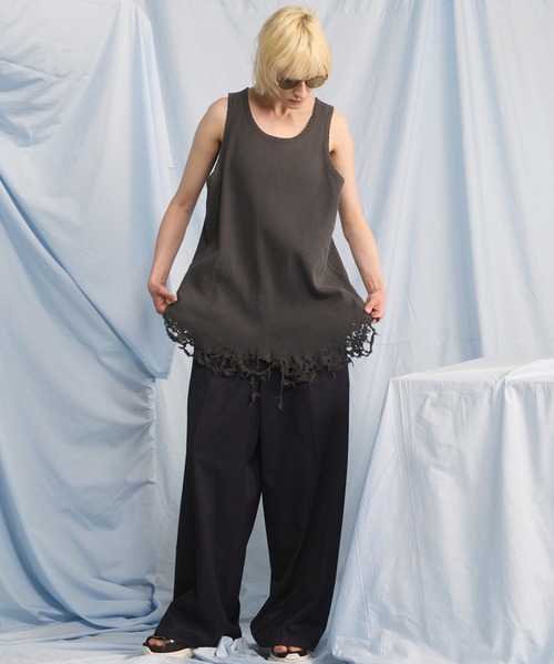 MAISON SPECIAL(メゾンスペシャル)の「《UNISEX》Destructive Damage Thermal Tank Top/デストロイダメージサーマルタンクトップ【MAISON SPECIAL/メゾンスペシャル】(タンクトップ・メンズ・ホワイト/チャコールグレー/ブラック・0/2/1)」の7枚目の写真