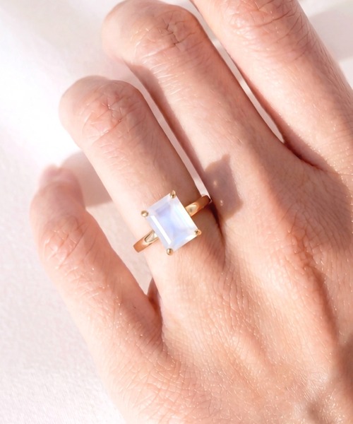 les bonbon(ルボンボン)の「【les bonbon】recto ring/レクトリング(リング・レディース・クリアブラック/クリアグリーン/ストーン・#9/#15/#13/#11)」の2枚目の写真
