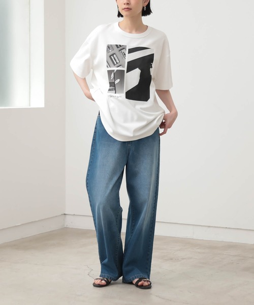 for/c(フォーシー)の「ロング丈フォトプリントTシャツ【サスティナブル】(Tシャツ/カットソー・レディース・チャコールグレー/オフホワイト・L/M)」の15枚目の写真