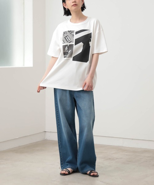 for/c(フォーシー)の「ロング丈フォトプリントTシャツ【サスティナブル】(Tシャツ/カットソー・レディース・チャコールグレー/オフホワイト・L/M)」の16枚目の写真