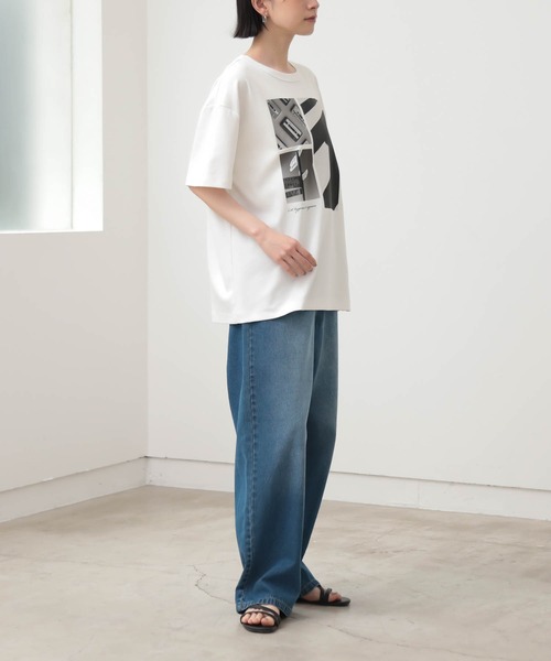 for/c(フォーシー)の「ロング丈フォトプリントTシャツ【サスティナブル】(Tシャツ/カットソー・レディース・チャコールグレー/オフホワイト・L/M)」の20枚目の写真