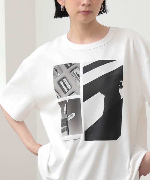 for/c(フォーシー)の「ロング丈フォトプリントTシャツ【サスティナブル】(Tシャツ/カットソー・レディース・チャコールグレー/オフホワイト・L/M)」の3枚目の写真