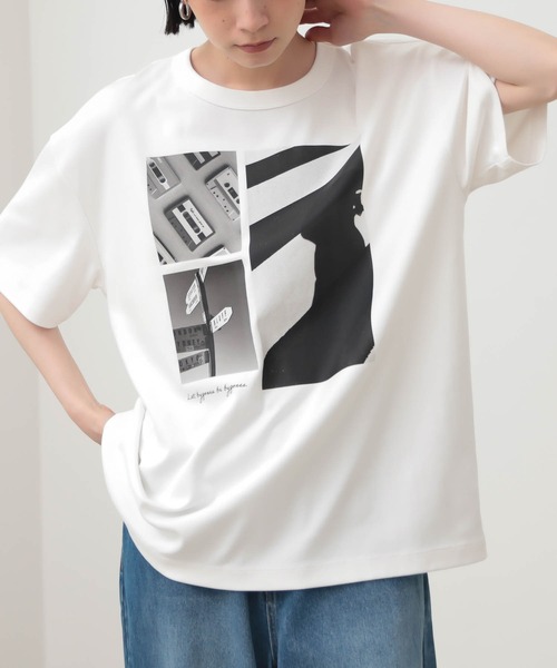 for/c(フォーシー)の「ロング丈フォトプリントTシャツ【サスティナブル】(Tシャツ/カットソー・レディース・チャコールグレー/オフホワイト・L/M)」の4枚目の写真