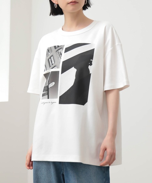 for/c(フォーシー)の「ロング丈フォトプリントTシャツ【サスティナブル】(Tシャツ/カットソー・レディース・チャコールグレー/オフホワイト・L/M)」の6枚目の写真
