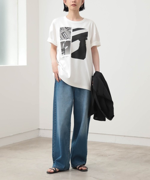 for/c(フォーシー)の「ロング丈フォトプリントTシャツ【サスティナブル】(Tシャツ/カットソー・レディース・チャコールグレー/オフホワイト・L/M)」の18枚目の写真