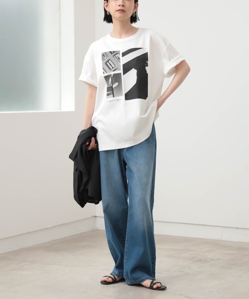 for/c(フォーシー)の「ロング丈フォトプリントTシャツ【サスティナブル】(Tシャツ/カットソー・レディース・チャコールグレー/オフホワイト・L/M)」の19枚目の写真