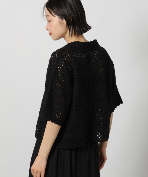 LAKOLE(ラコレ)の「レース編み柄シャツ半袖 / 667838(シャツ/ブラウス・レディース・ブラック/セージグリーン/アイボリー・FREE)」の20枚目の写真